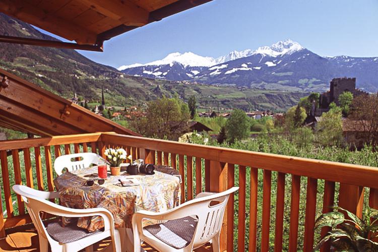 Ausblick vom Balkon auf Schloss Forst